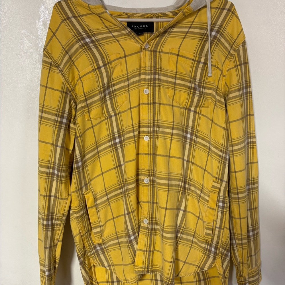 Pacing men’s Flannel Shirt with Hoodie Size Medium Button up